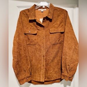 Women's‎ Tan Corduroy Button Down Shirt